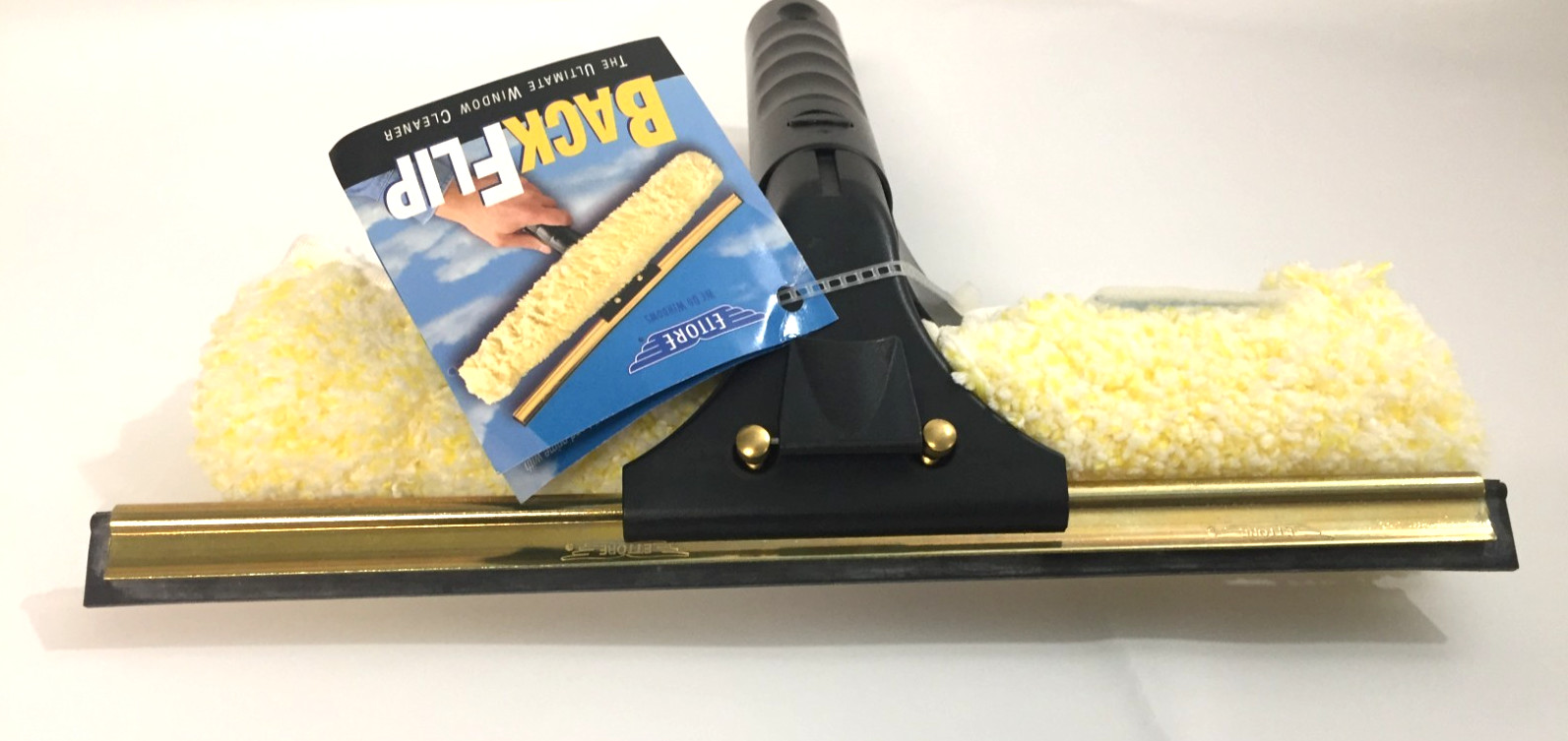 Ettore 71100 Professional Brass Backflip Window Cleaning Combo Tool, 10-Inch