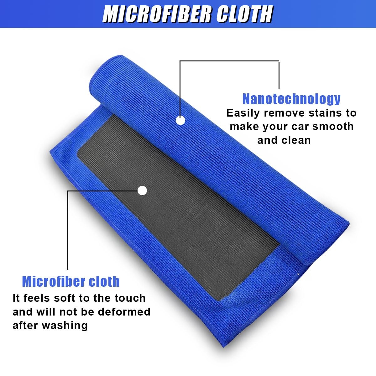 2PCS Clay Bar Towel for Auto Detailing, 12 x 12 Fine Grade Microfiber Car Chamoi