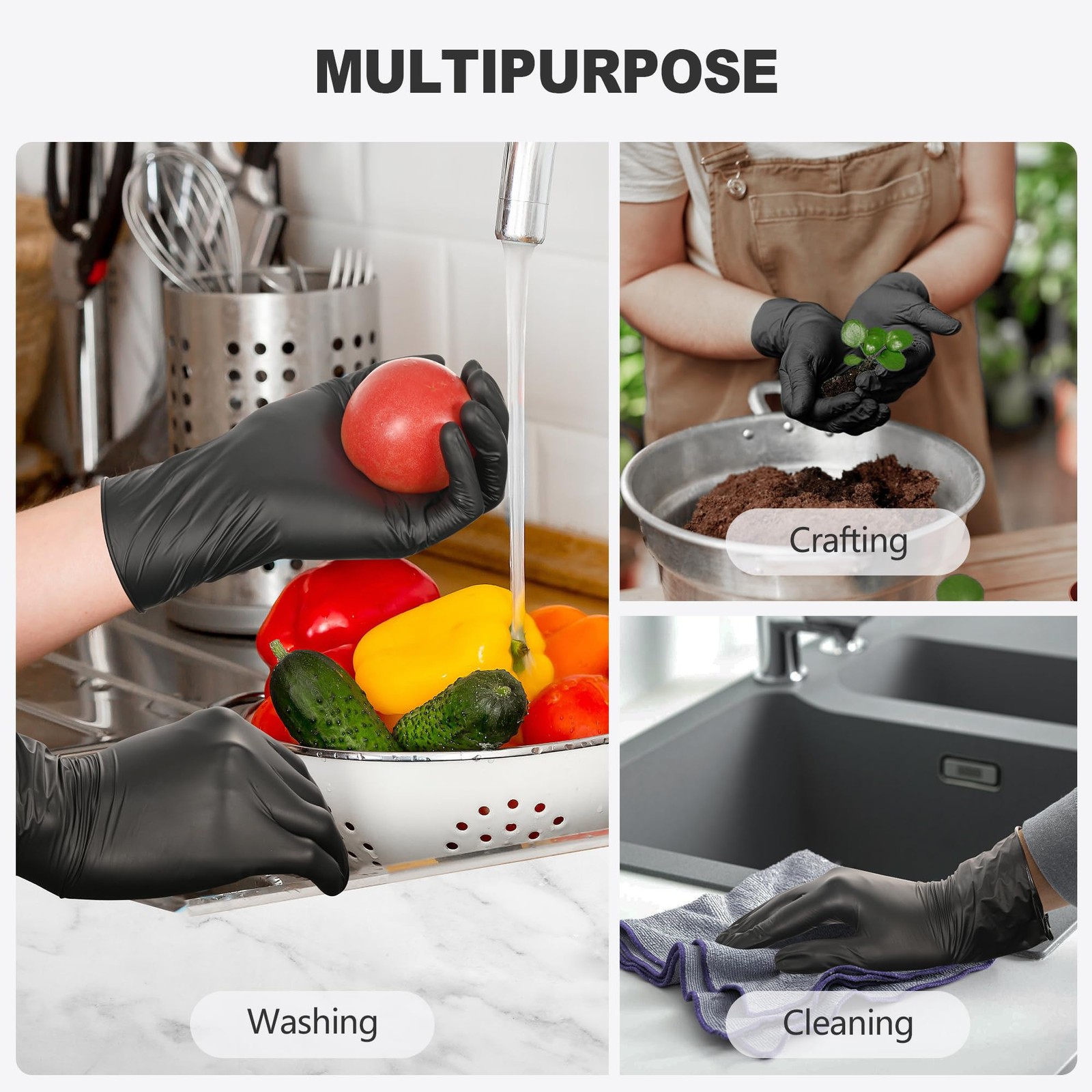 SWIFTLITE Black Vinyl Gloves, Food Grade Gloves Disposable Latex Small,