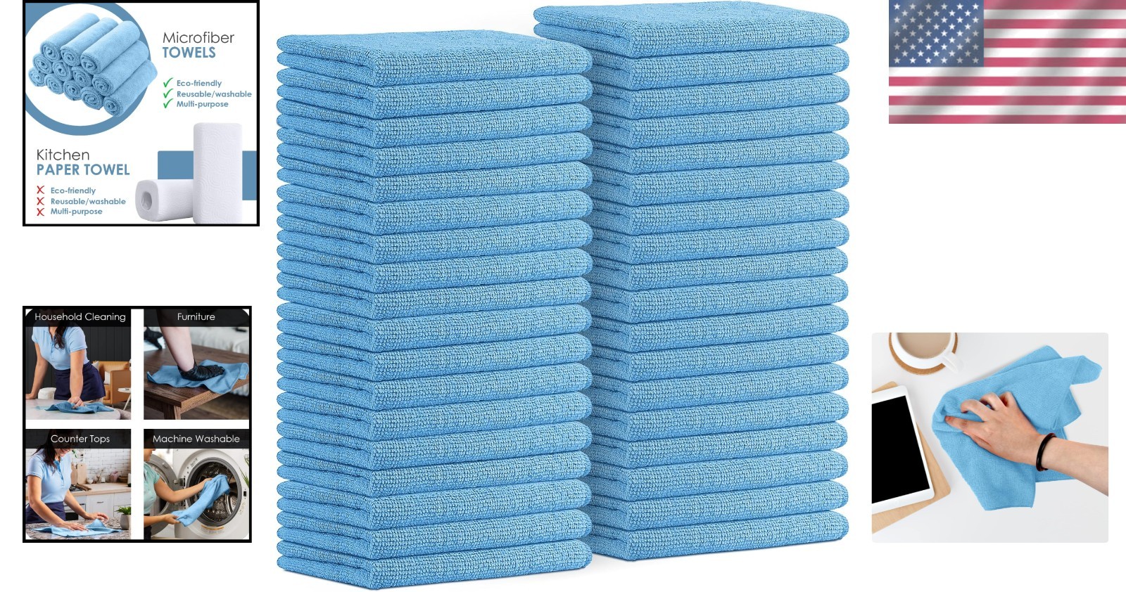Highly Absorbent Microfiber Cleaning Rags – 36 Count, Perfect for Home & Auto