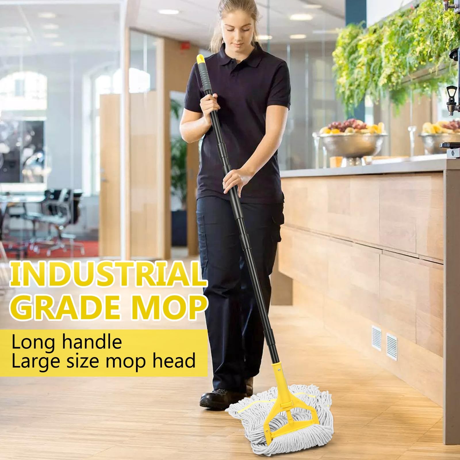 Beyoco Heavy Duty Commercial Industrial Cotton Mop with Long Handle,Looped-En…