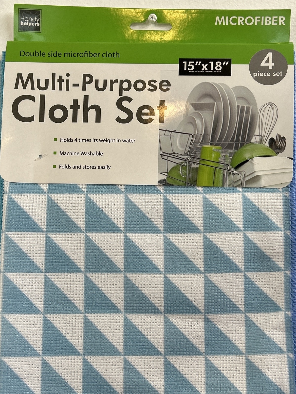 Lot Of 2 Handy Helpers 4 Pack Multi-Purpose Microfiber Cloths Size 15”X18” NEW