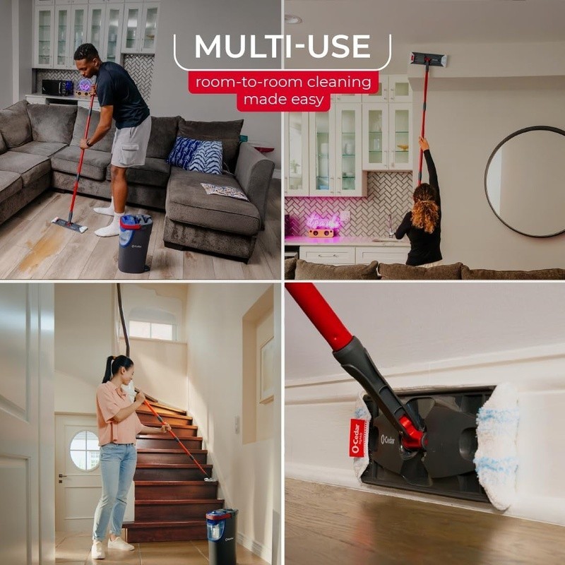 Dual-Tank Floor Mop Compact Lightweight Telescopic Handle Reusable Pad New