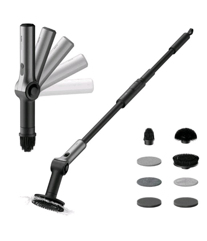 HOTO Flexi Cordless Spin Scrubber with Telescoping Handle & Multi-Surface Brush