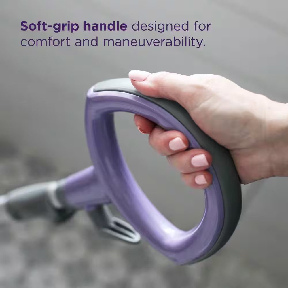Corded Steam Pocket Mop Stick Cleaner for Hard-Floor Surfaces in Purple with Fas