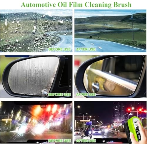 3PCS Clear Vision Windshield Cleaner, Automotive Oil Film Cleaning Brush 3packs