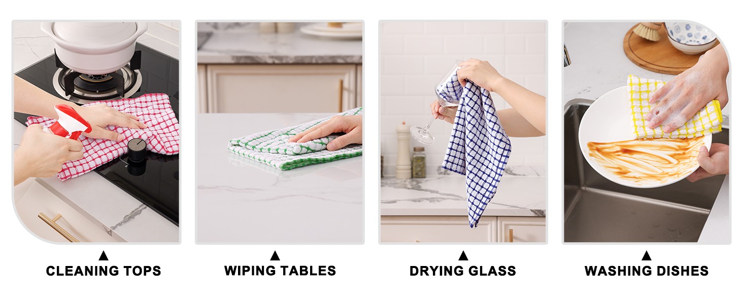 Cotton Terry Kitchen Towels, Inches Super Soft and Absorbent Dish Towels, Quick