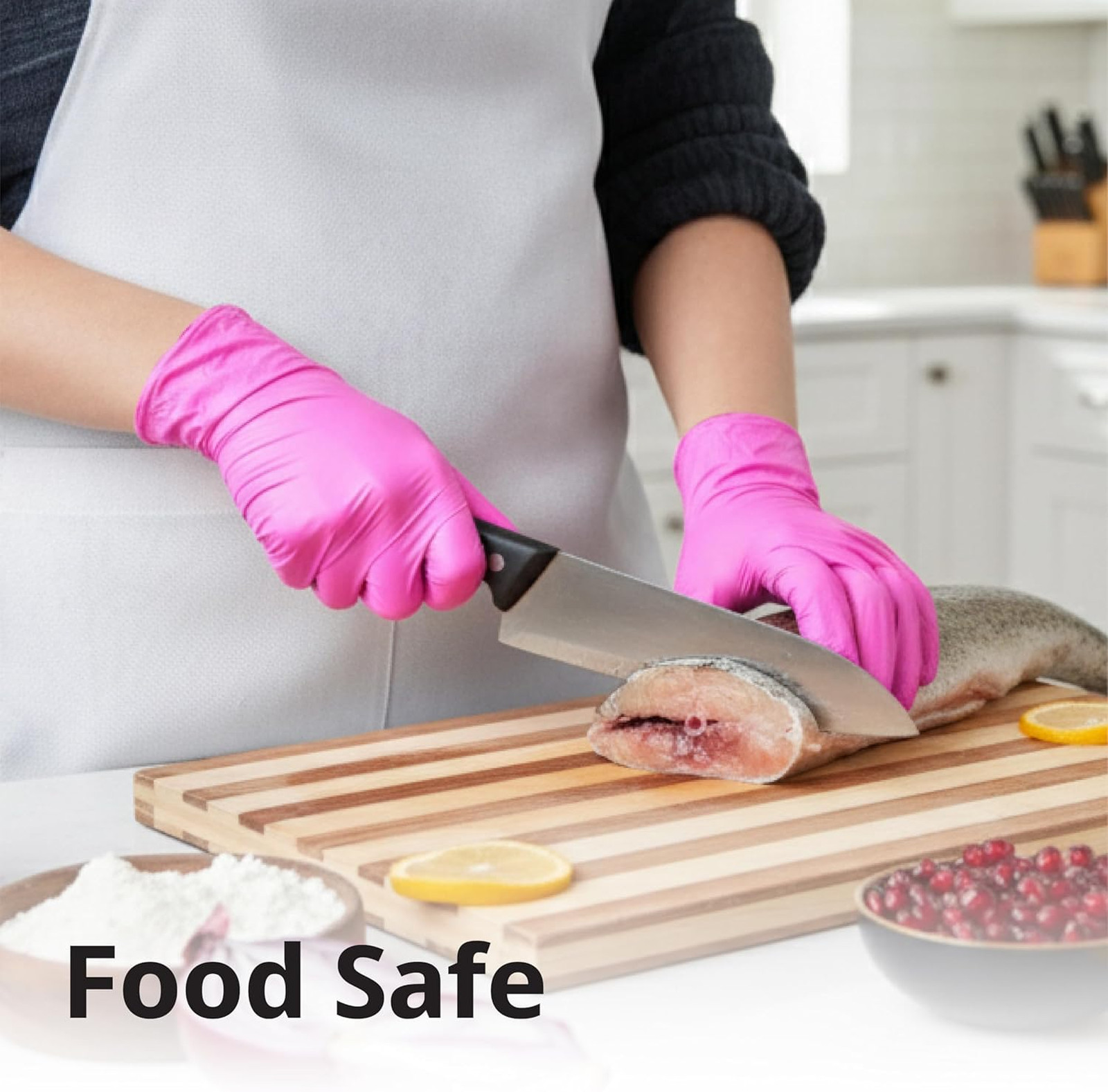 Powder-Free Nitrile Gloves 3 Mil Disposable Latex-Free Food Safe Pink Fuchsia