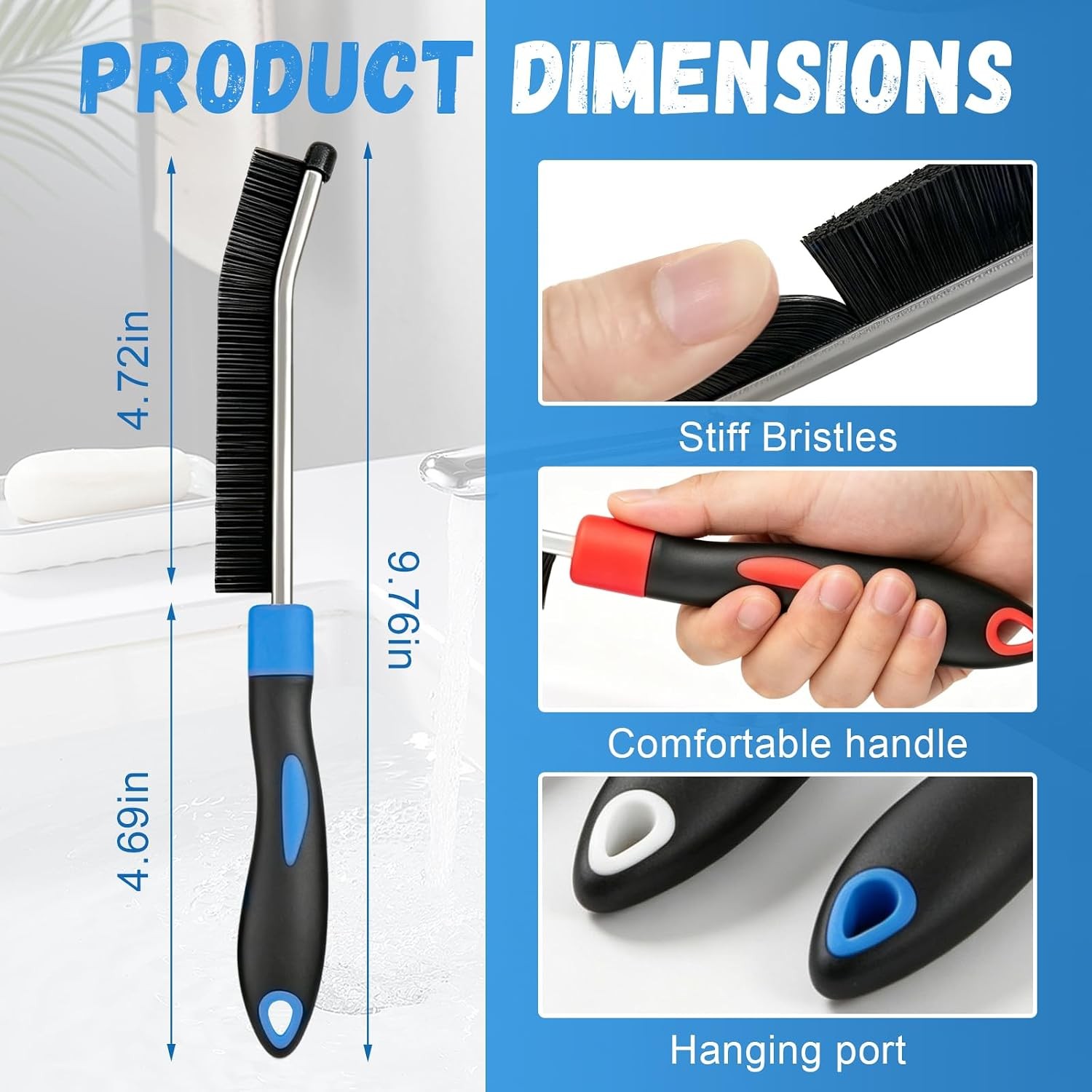 5 Colors Crevice Cleaning Brush Set, Hard Bristle Cleaning Brush, for Her,