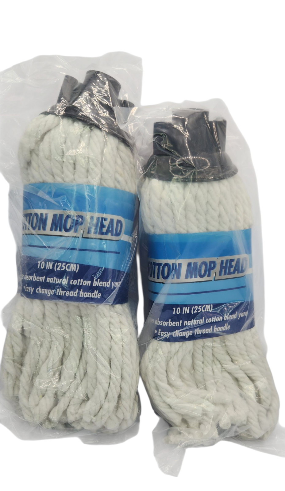 Cotton Mop Head 10 INCHES ~ Fits Any US Threaded Handle ~ Brand New Sealed-2 PK
