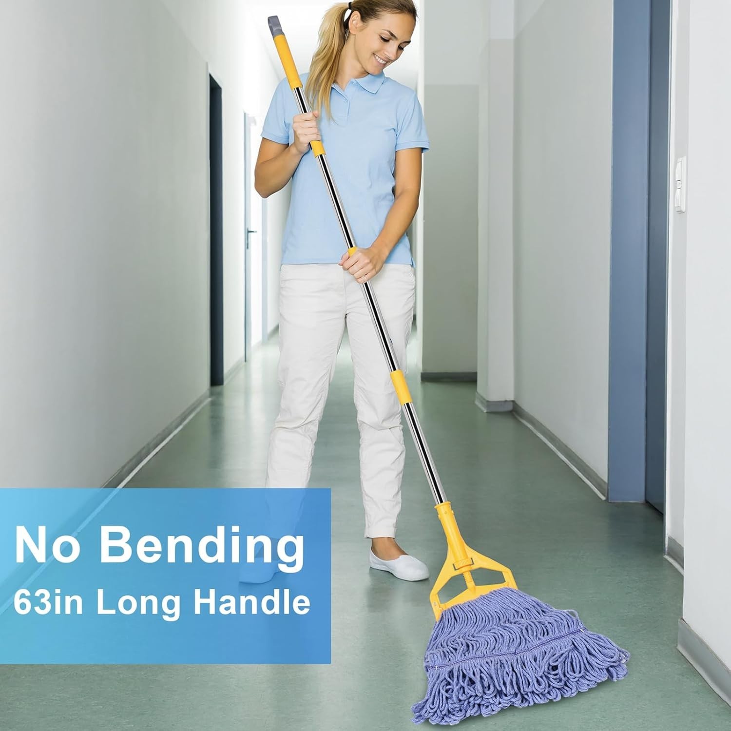 Commercial Mop with Extra Head Replacement, 63Inch Handle Heavy Duty Industri…