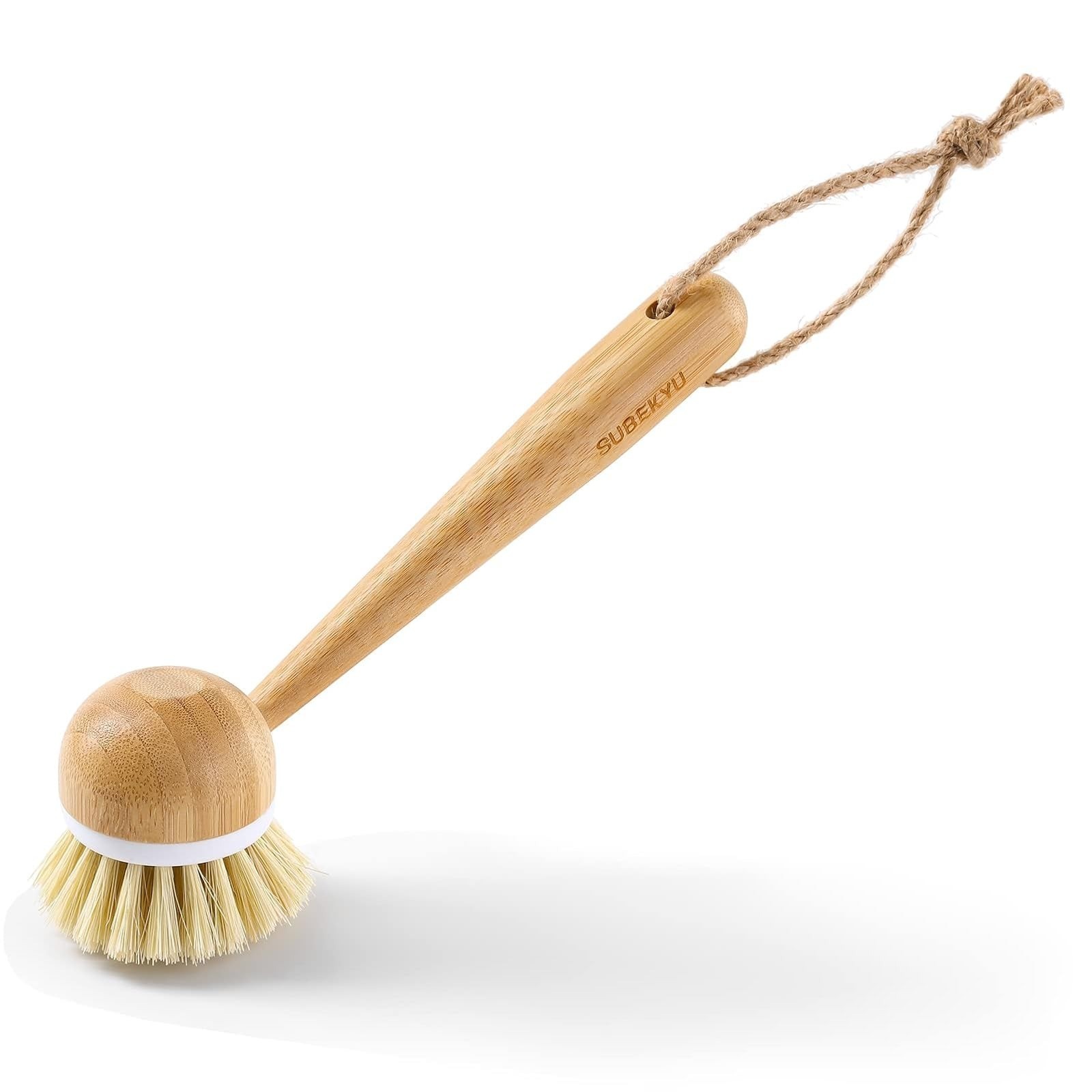 SUBEKYU Bamboo Dish Brush with Sisal Bristles – 2 Pack Kitchen Cleaner