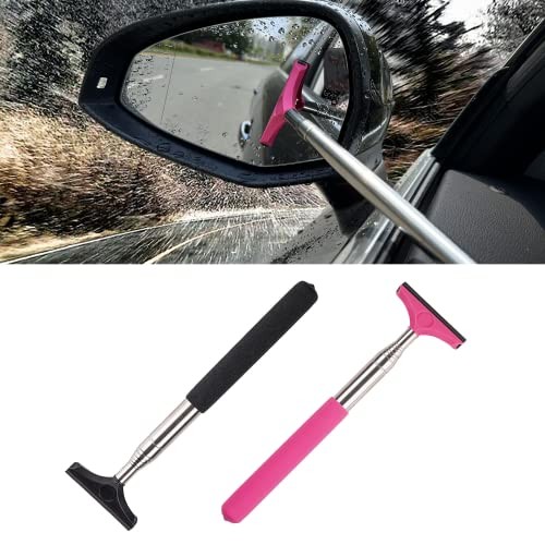 Car Rearview Mirror Wiper 2 Pack Universal Automotive Car Black+pink