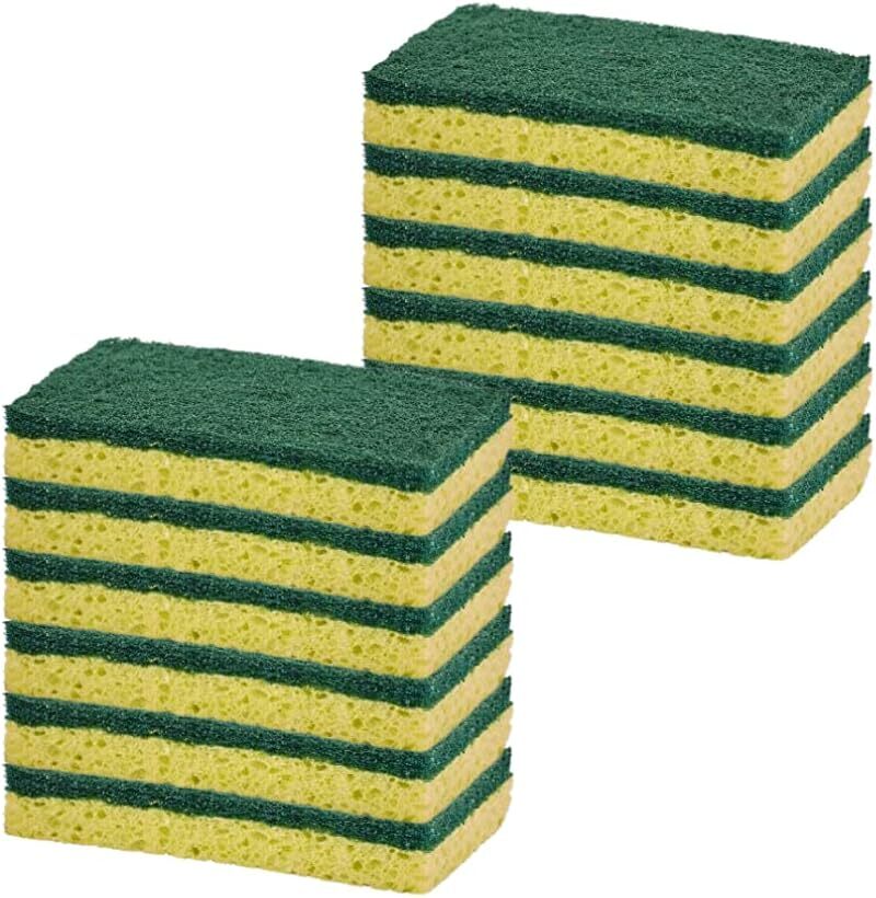 Superio Heavy-Duty Cellulose Scrub Sponge with Scouring Pad (12 Pack)