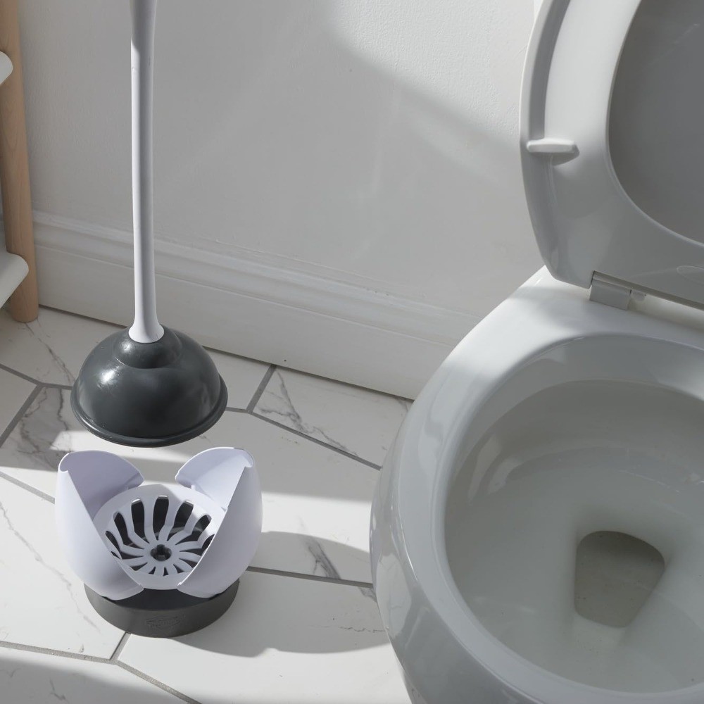 2 Pack Toilet Plunger Hideaway Caddy Bathroom Unclogger White