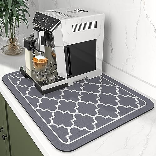 Dish Drying Mat Super Absorbent Drying Mat Large Dish 18″ x 15″ Stylish Grey