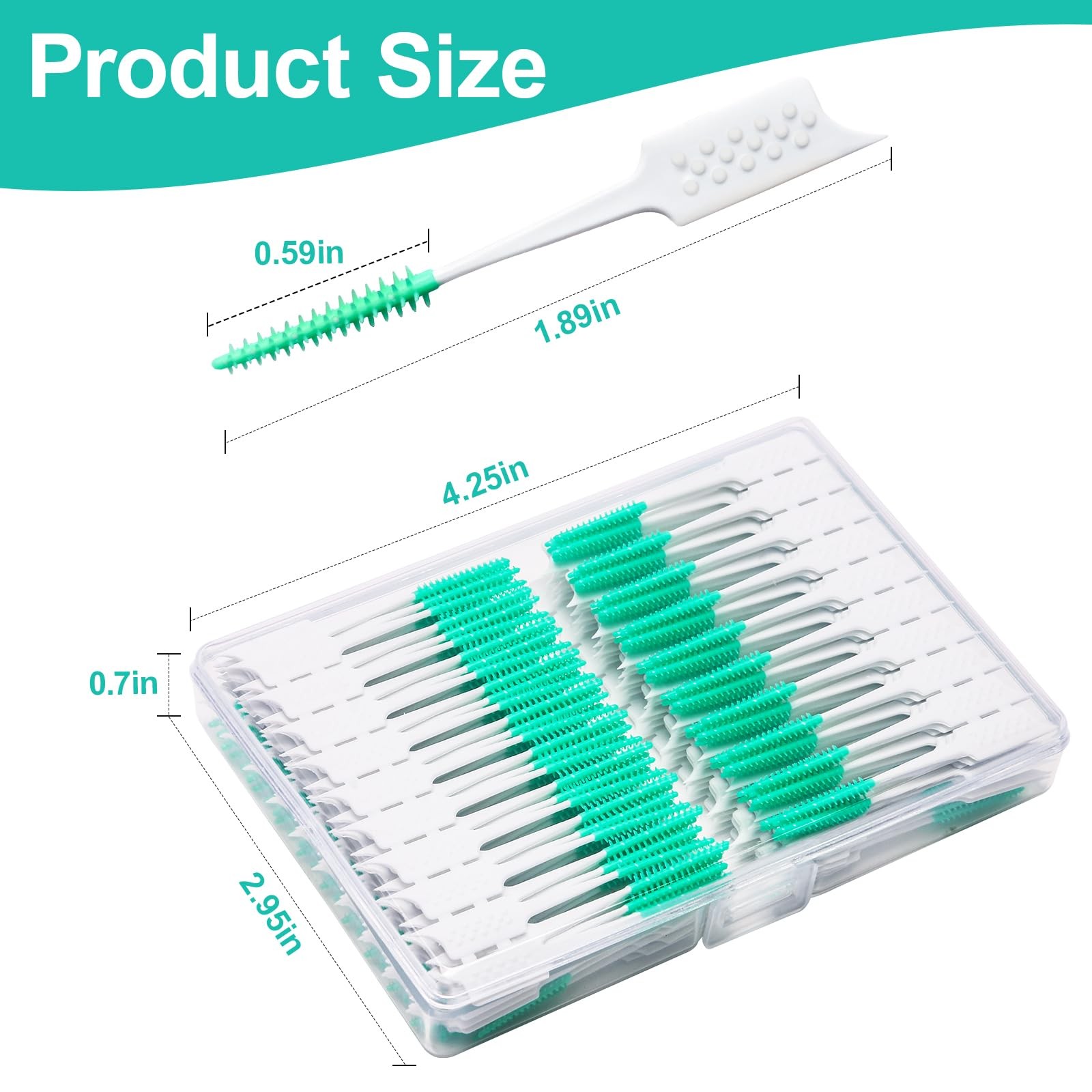 ACSKD 300 Pieces Interdental Brushes,Braces 1 Count (Pack of 300), Green
