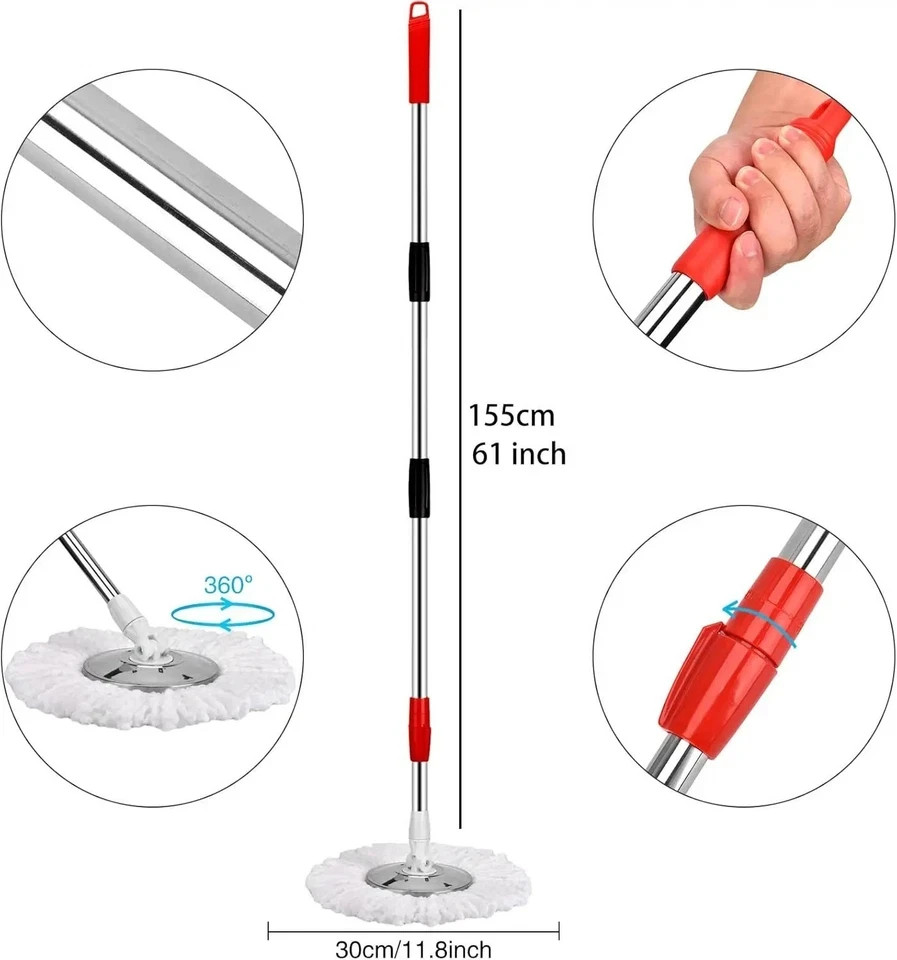 Spin Mop And Bucket With Wringer Set, 360° Mop And Bucket System