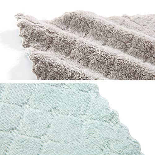 Microfiber Cleaning Cloth, Kitchen Towels, Double-Sided 12 Pack Grey Green