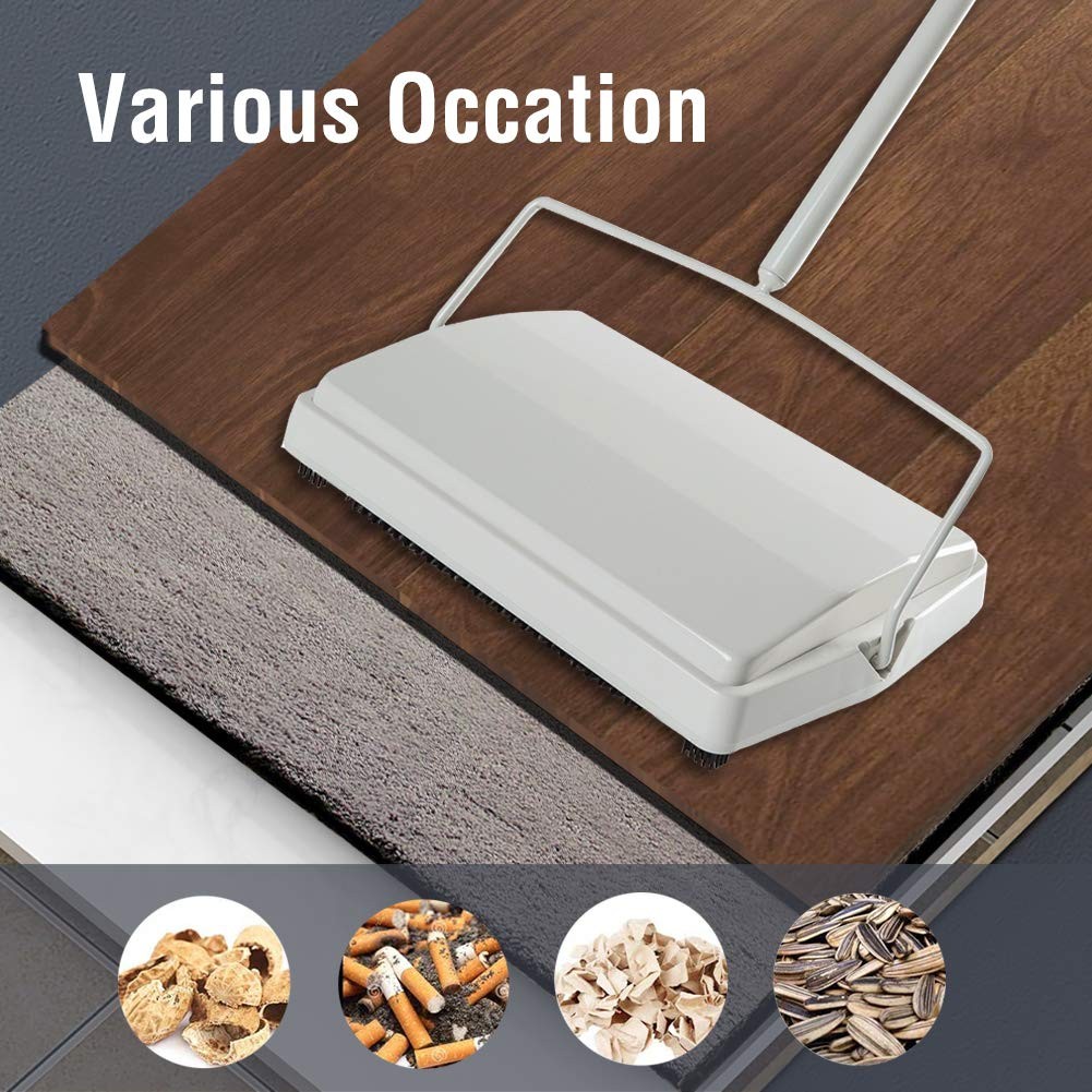 JEHONN Carpet Floor Sweeper with Horsehair, Non Electric Manual Sweeping, Rotor