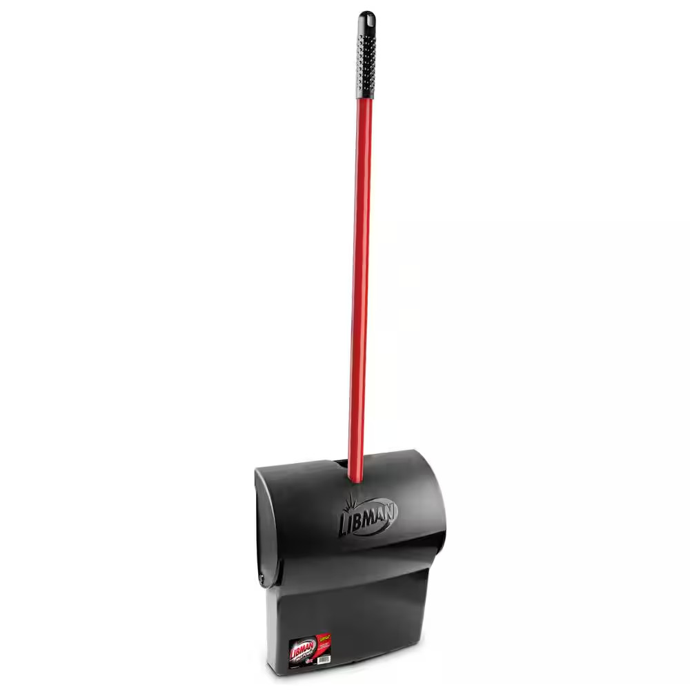 Libman Closed Lid Lobby Heavy Duty Cleaning Dustpan with Long Steel Handle