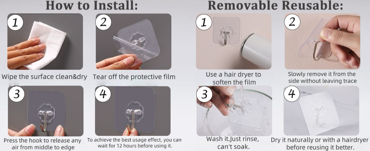 Adhesive Wall Hooks for Hanging Heavy Duty 50 lbs Large Hooks for Walls No