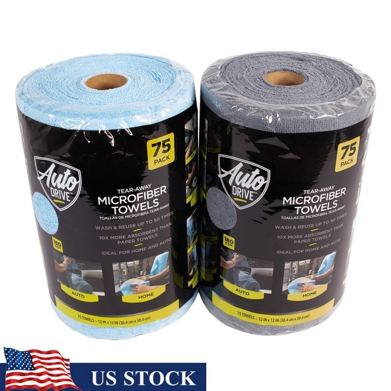 75 Count Microfiber Tear Away Towels Absorbent Reusable Cleaning Cloths New