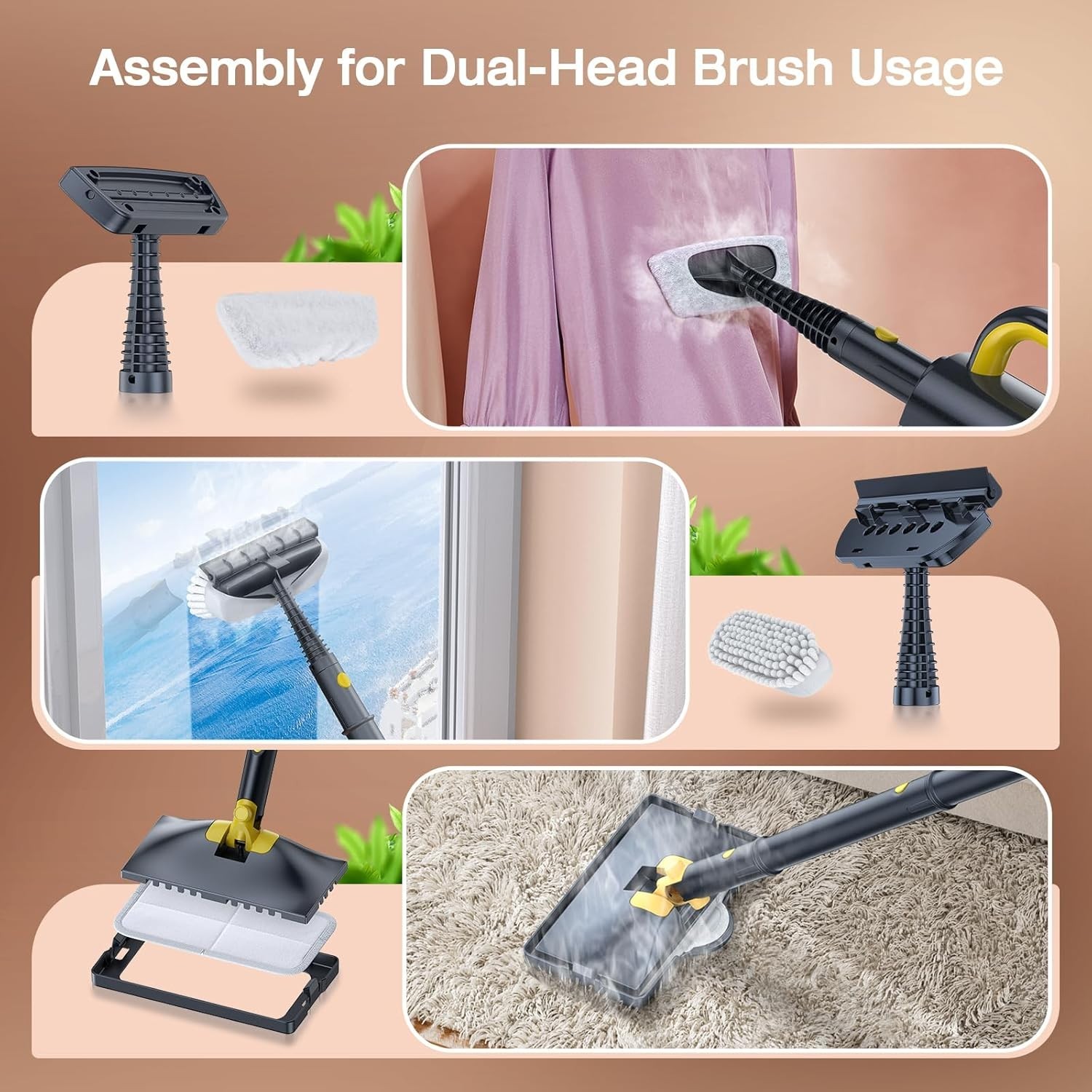 10-in-1 Steam Mop Cleaner, Quick Heat, 350ml Tank, Gray/-