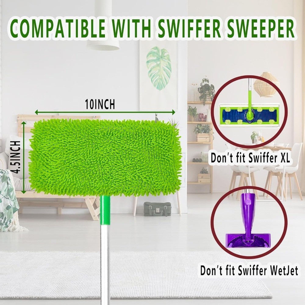 Reusable Microfiber Mop Pads Washable Wet Pads Compatible with Swiffer Sweeper