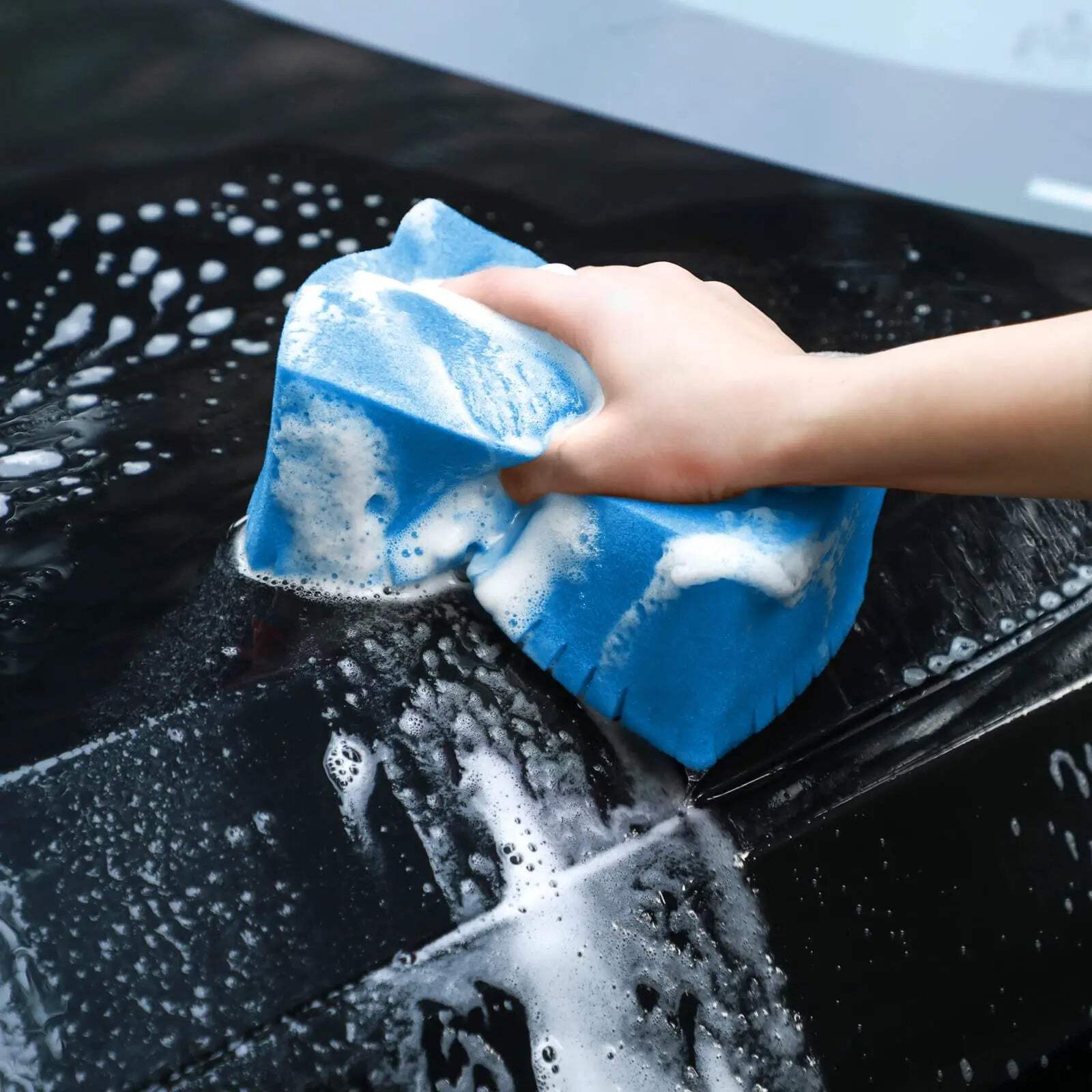 2Pcs Large Cross Cut Durable Soft Foam Grid Sponge Rinseless Absorbent Easy Grip