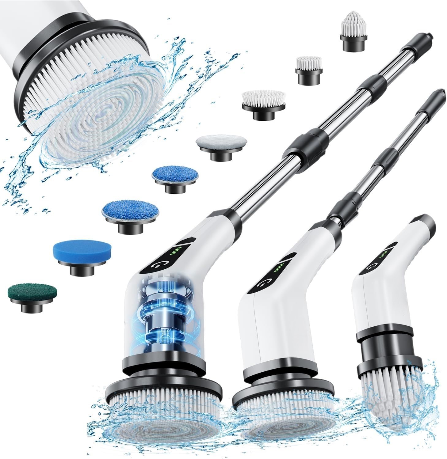 Electric Spin Scrubber, Cordless Cleaning Brush with 8 Replaceable Brush Heads