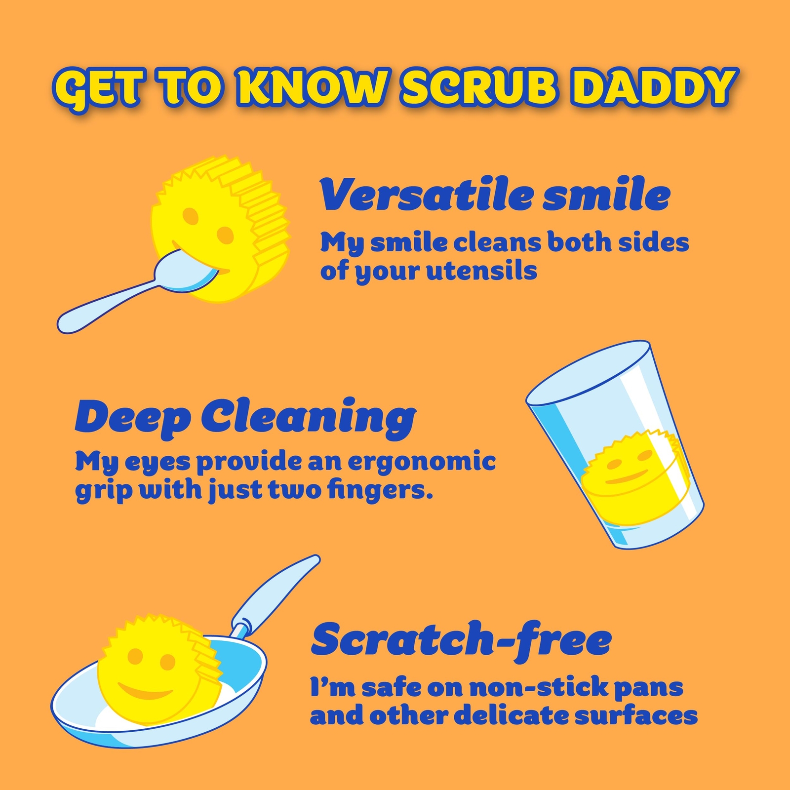 3 Count Scrub Daddy Mommy Cleaning Sponge Kit with Cif Cream Multi Surface Cl…