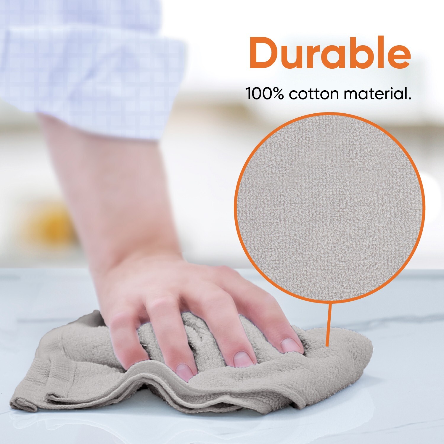 Superio Cotton Terry Cloth Towels 12″ All Purpose Face Cloth, Cleaning Rags , 6