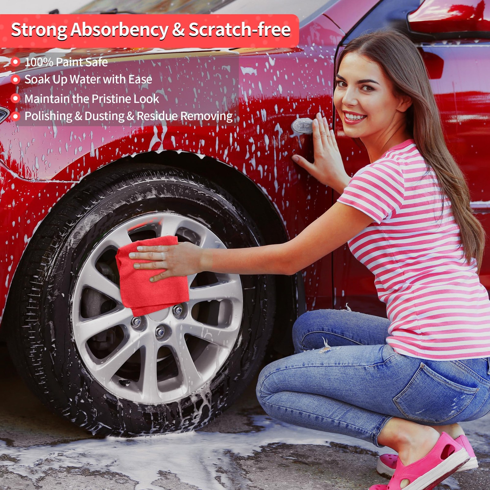 Shop Towel, 100 Pack Commercial Grade Work Rags Microfiber Towels for Cars Clean