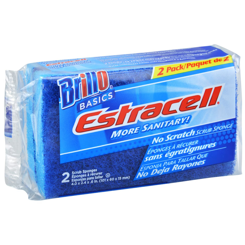 Éponges à récurer anti-rayures Brillo Basics Estracell, paquet de 2.
