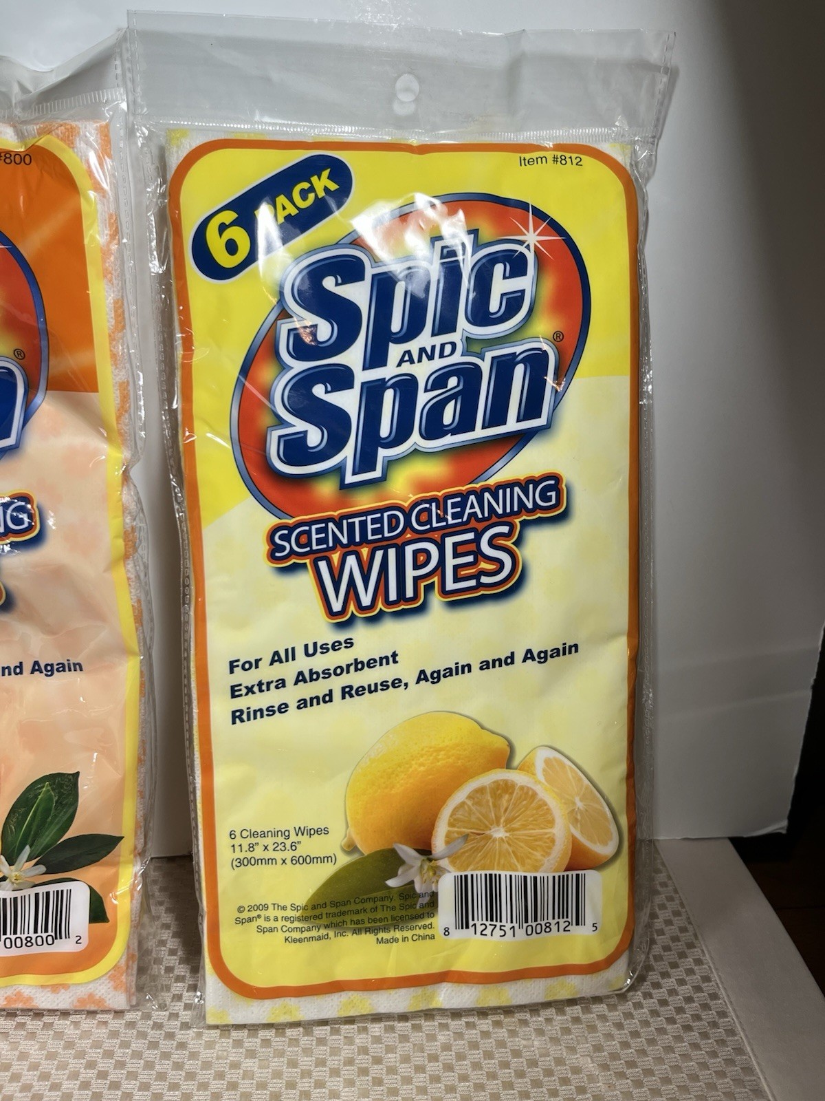 Lot Of 2 Spic & Span 6 Piece Lemon & Orange Scented Cleaning Wipes Kitchen