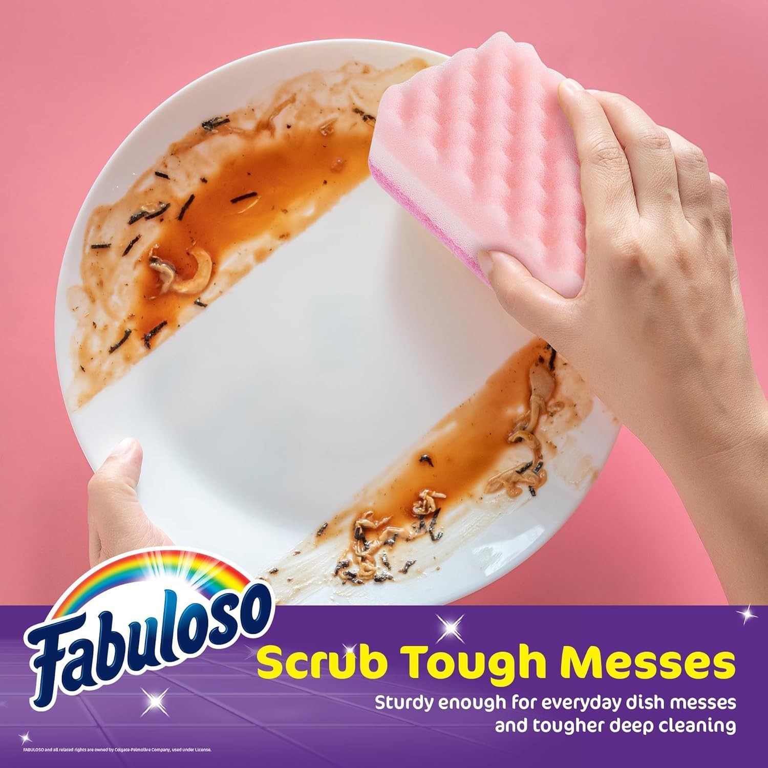 Colorful Scratch-Free Rainbow Dish Sponges, 6-Pack for Effortless Cleaning