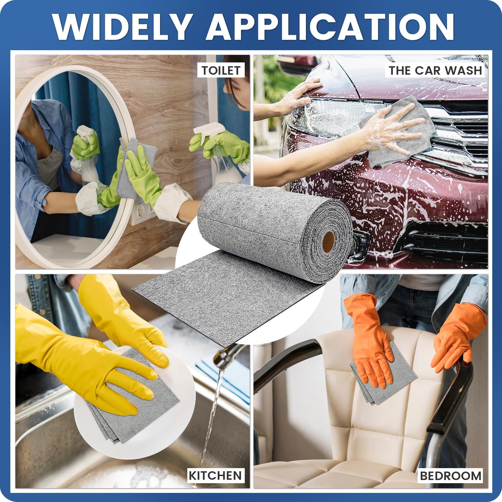 75 Pack Microfiber Cleaning Cloth Roll,Reusable Washable Ultra Tear Away Micr…