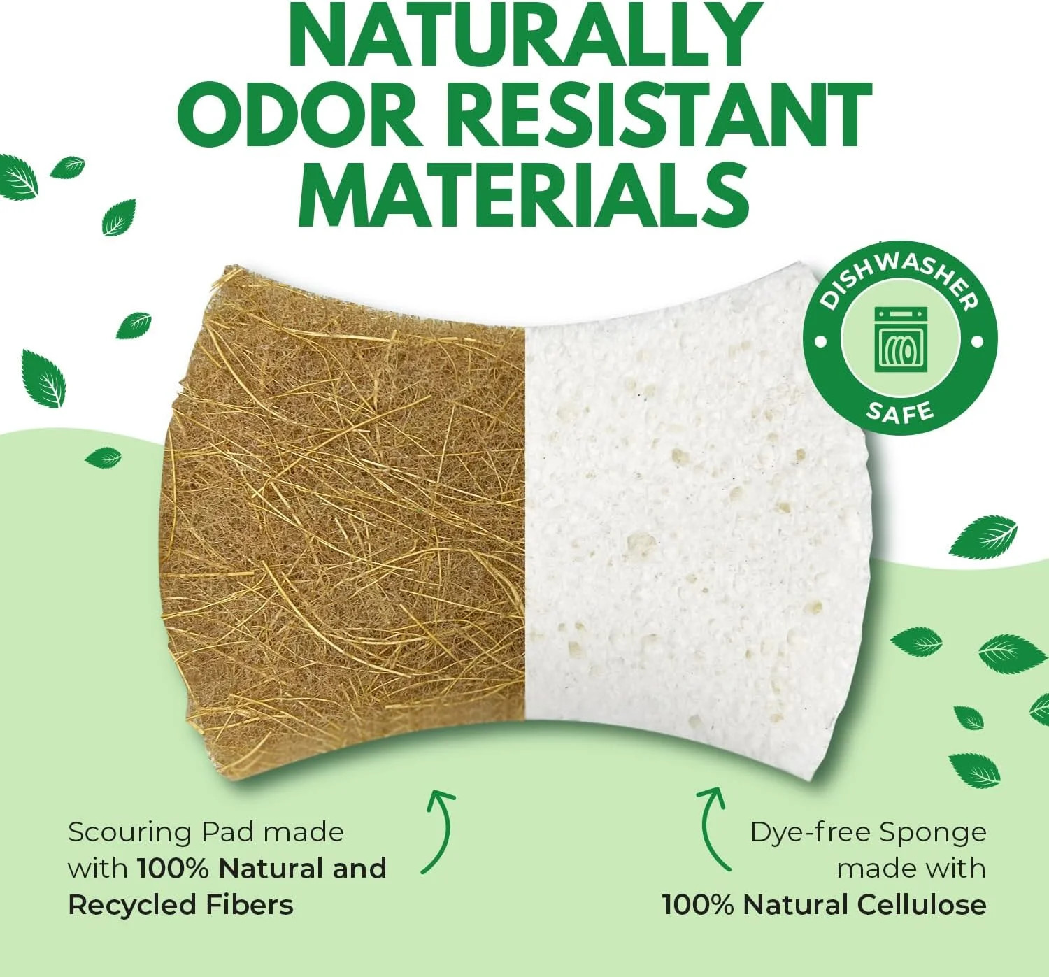 AIRNEX Natural Kitchen Sponges (12 Pack) – Biodegradable Cellulose & Coconut Scr