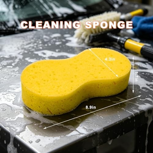 3 PCS Car Wash Sponge, Easy-Grip Large Auto Body Window Cleaning Yellow