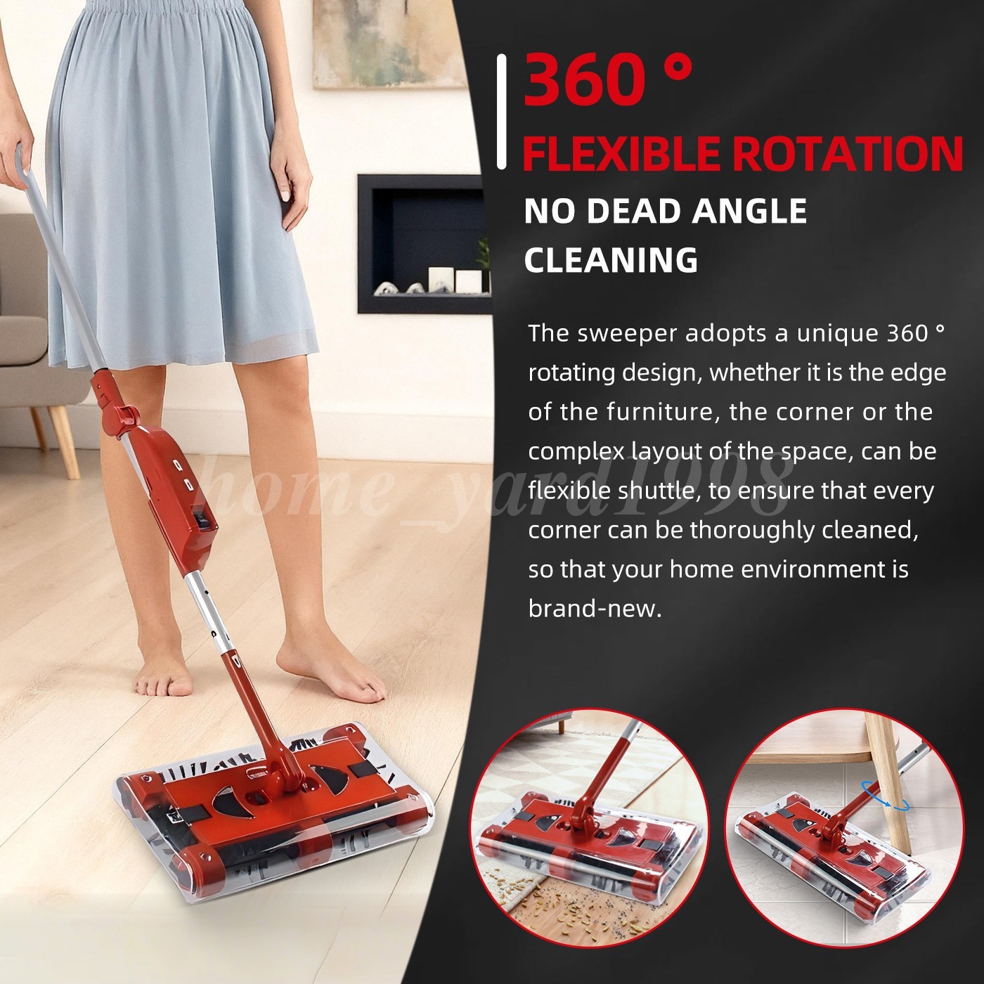 45″rechargeable floor and carpet sweeper Vacuum Cleaner Cordless floor sweeper