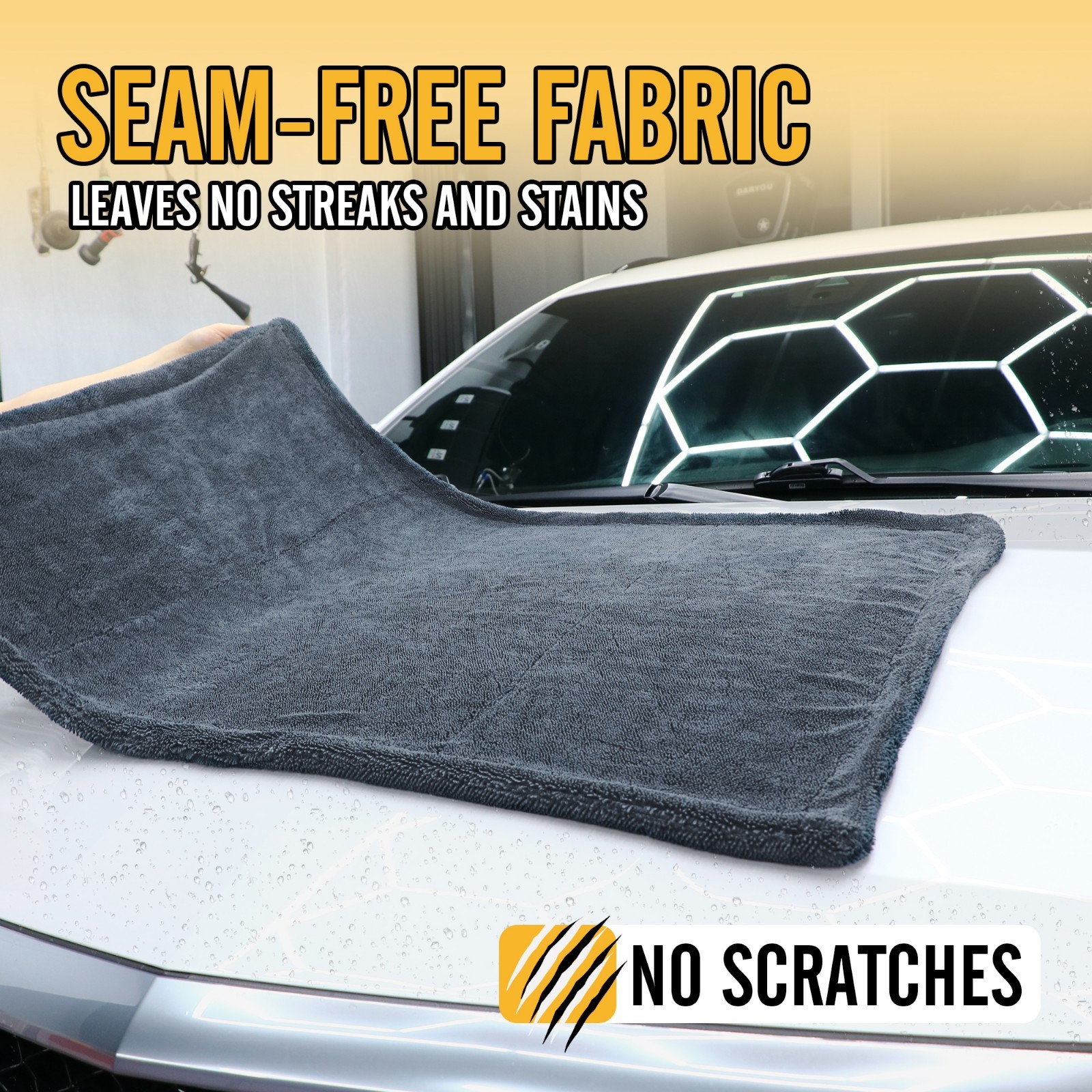 Microfiber Cleaning Cloth 24” x 36″ Water Absorbing Car Wash Towel 1500GSM