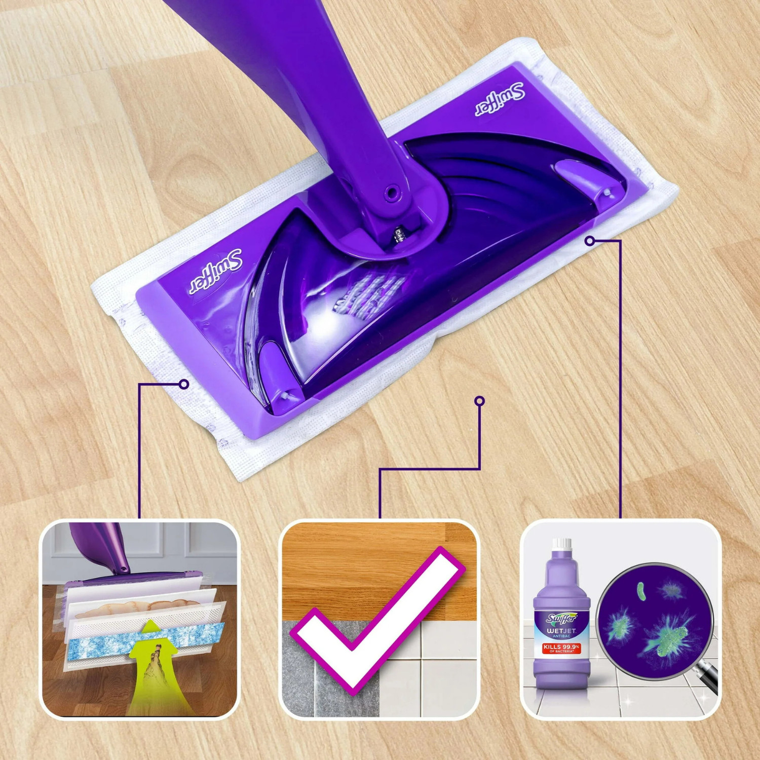 Swiffer Wet Jet Mop,Floor Cleaner for Mopping Wood, Laminate, Tile, Cleaning Set