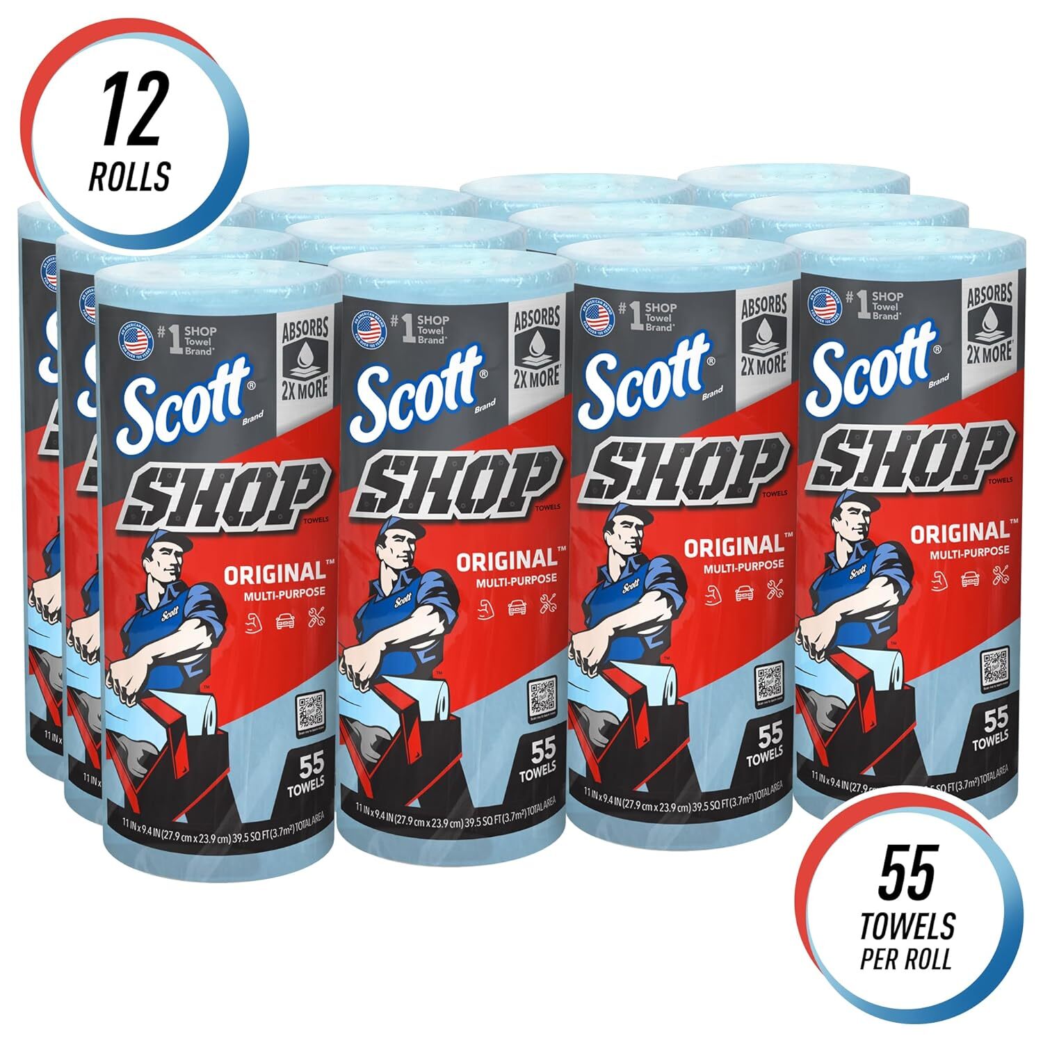 Scott Shop Towels Original (75130) Blue Shop Towels 1 Roll/Pack 12 Packs/Case US