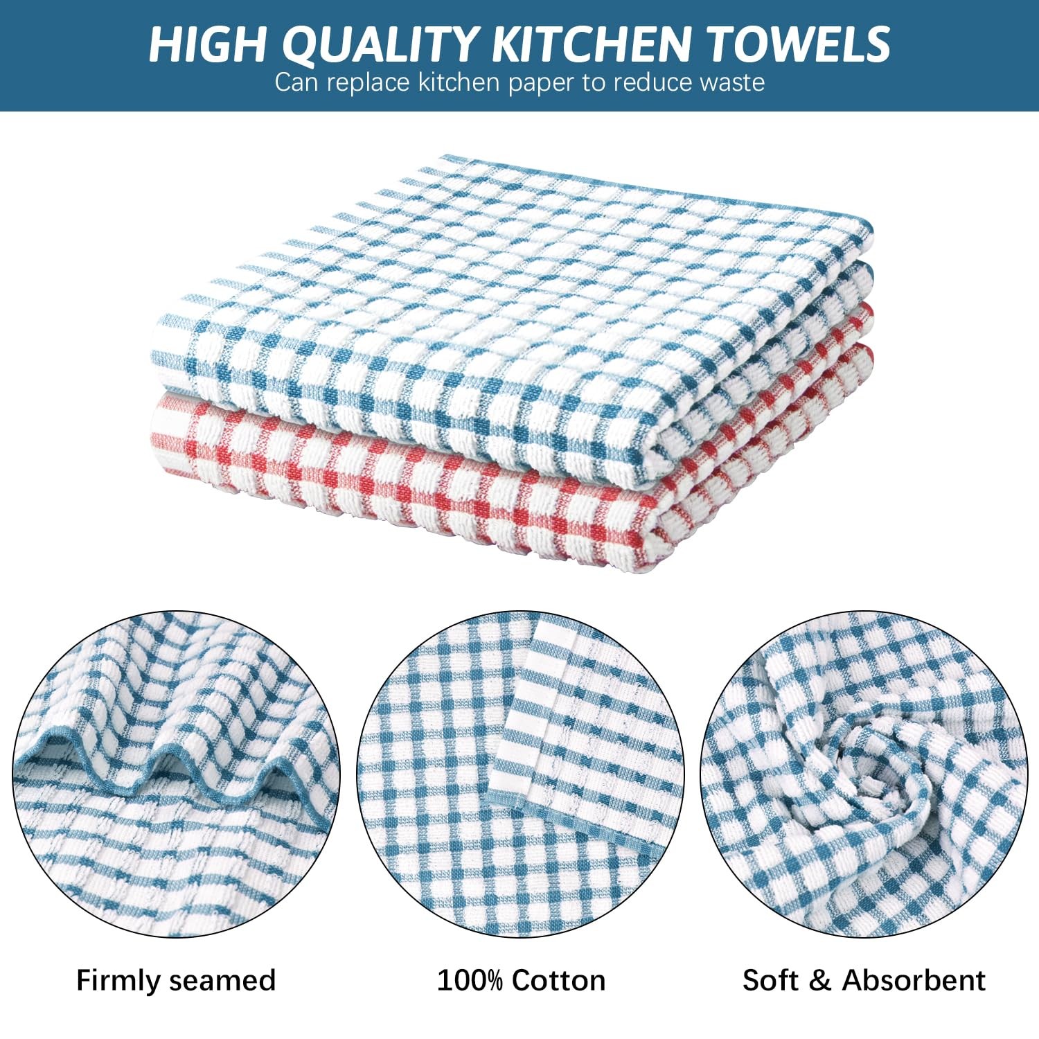 8 Pcs Kitchen Dish Rags,100% Cotton Soft Absorbent Quick Drying Dish Cloths f…