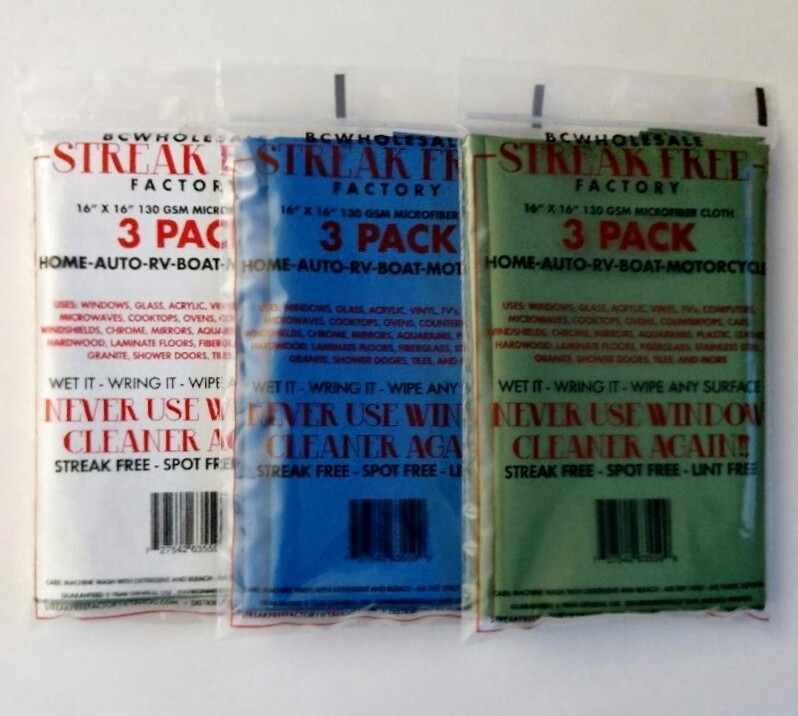 Streak Free Factory Microfiber Cleaning Cloth 16 x 16 inch 3 Pack