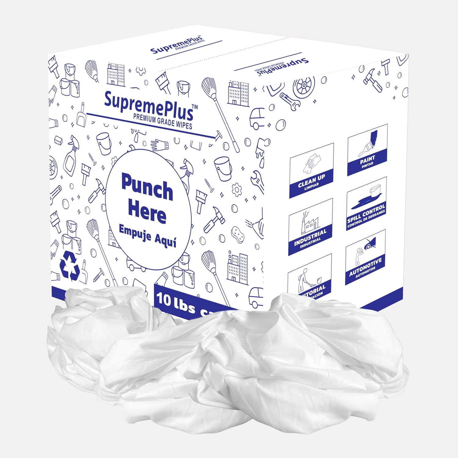 Recycled White Sheeting Cleaning Rags (10 Lbs. Box) – Lint Free White Cotton Clo