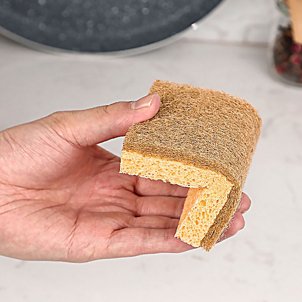 Anti-scratch sponge sisal fiber wiping sponge cleaning pad tableware cleaner JQ