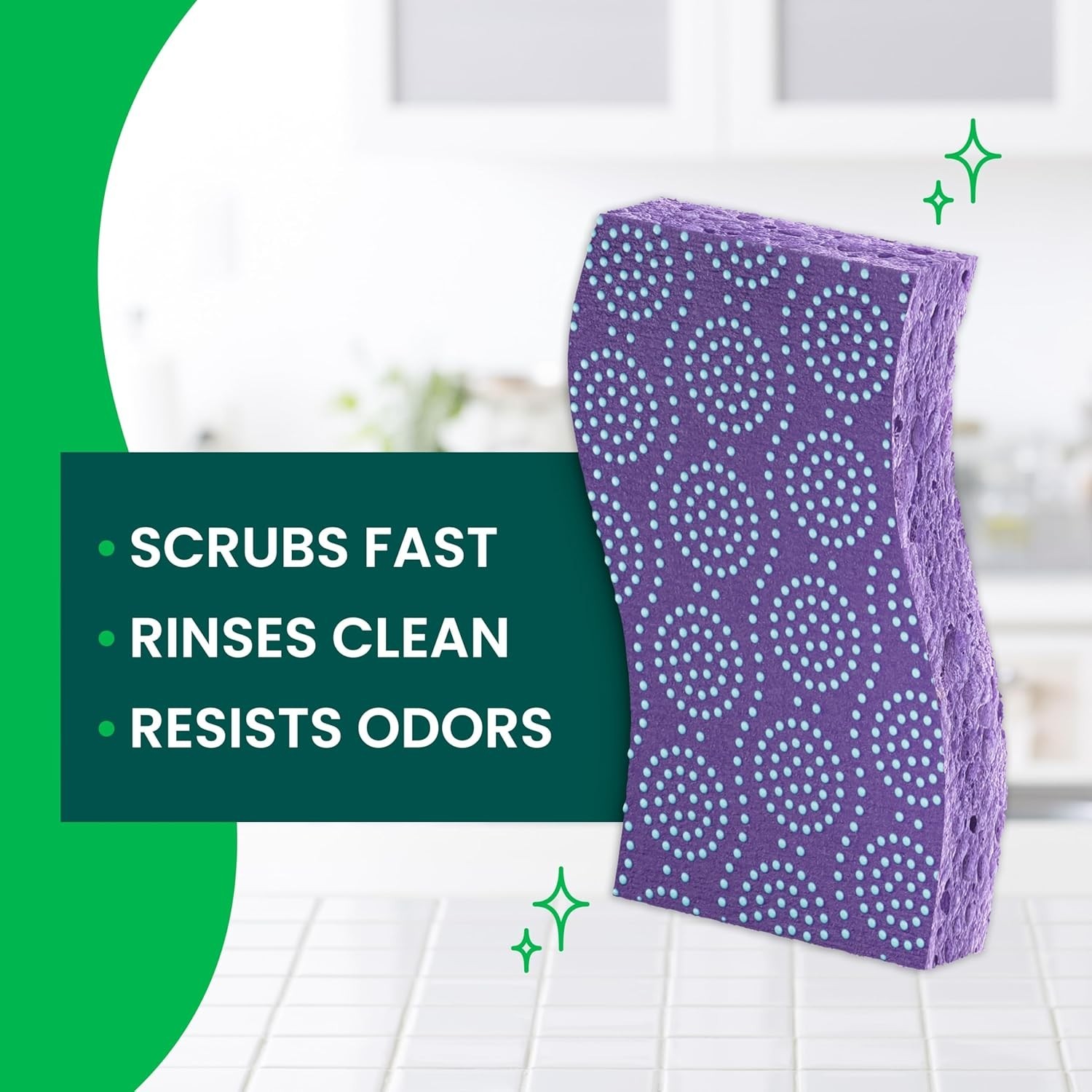 Scotch-Brite Scrub Dots Non-Scratch Scrub Sponge, Rinses Clean for 6 Scrub Spon.
