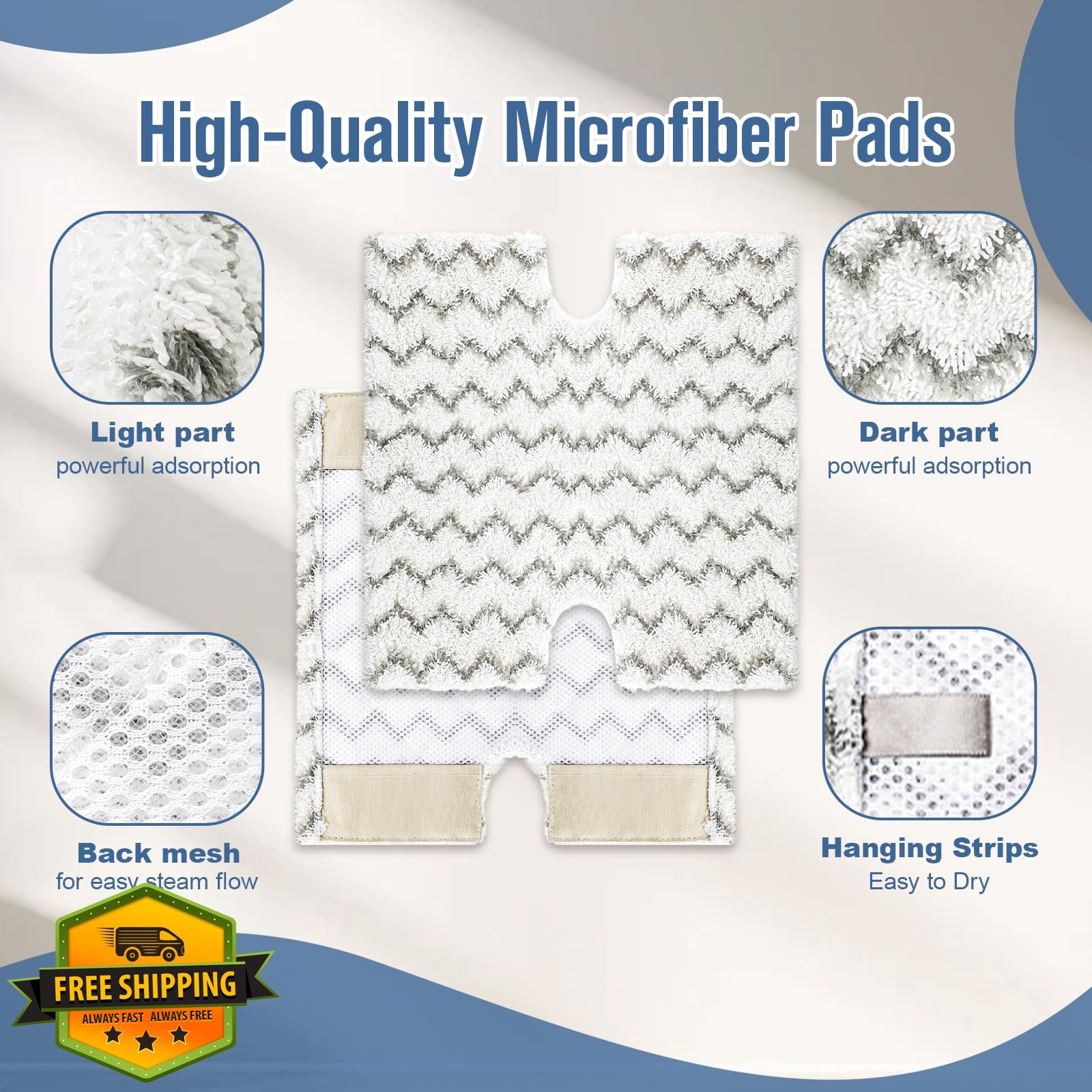 2 Pack Steam Mop Replacement Pads Compatible with Shark Genius Steam Mop S500…